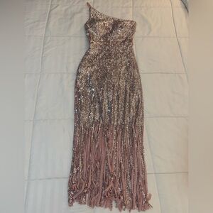 AQUA
Sequined Fringed-Hem Gown - 100% Exclusive